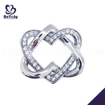 2017 shiny cz twist silver heart charm