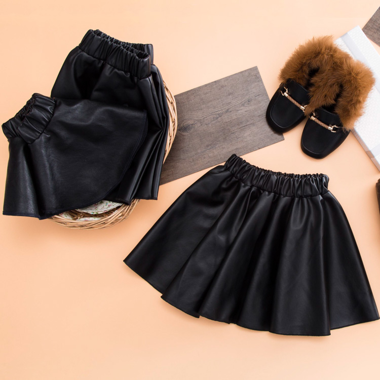 Toddler Kids Baby Girls Cute PU Leather Skirts