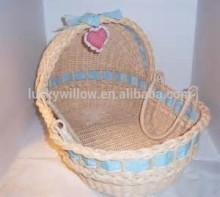 natural wicker baby moses basket with lace