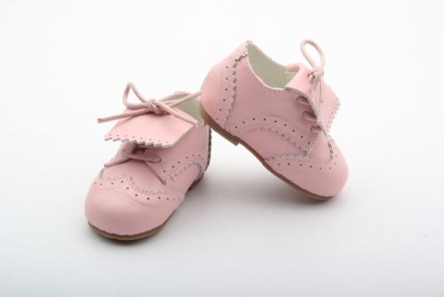 Pink Colors Baby Oxford Shoes Shoelace Hard Sole Girls Sasual Shoes