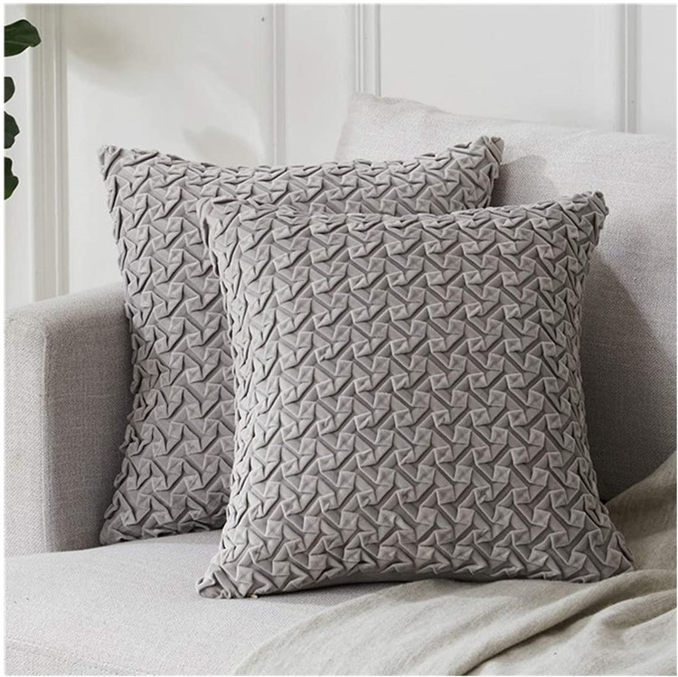 Fashionable custom solid embossed holland velvet decorative pillow