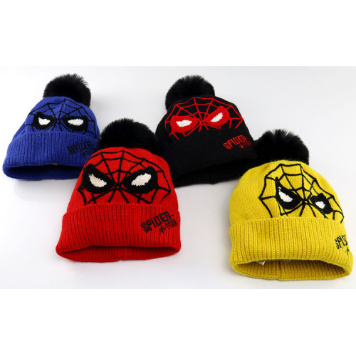 冬の子供のためのスパイダーマンニット帽子