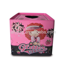 fancy printing square tin boxes for tissue packaging