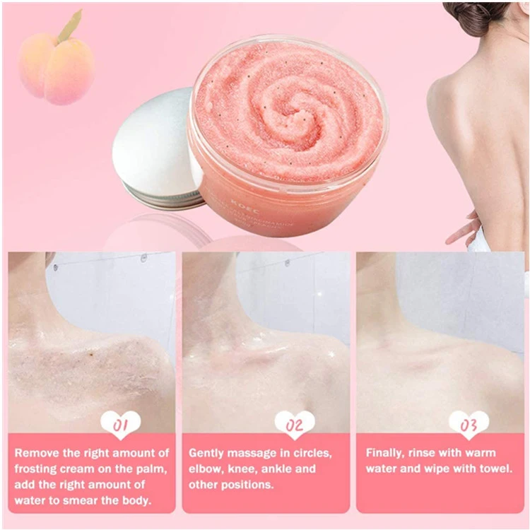 OEM Natural Peach Body Scrub Skin Brightening Body Exfoliating Scrub