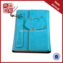 creative design pu leather cover notebook with leather bookmark
