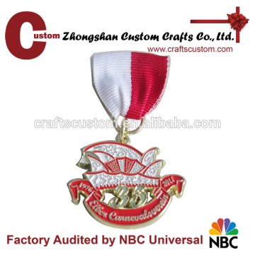 Custom quality gold enamel ribbon medal pin