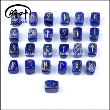 Wholesale Engraved Reiki Symbol Tumble Stones Lapis Lazuli Runes Stones