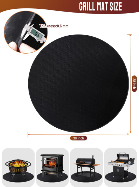 47in Round Fire Pit Mat for Stove Bonfire Grill Fireproof Stove Mat Outdoor Grill Deck Protector Circular Mat for Under Grill