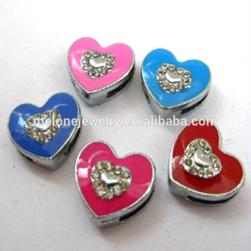 2015 big rhinestone enamel alloy 8mm slide charms heart charms jewelry