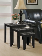 3PCS Wooden Nesting Marble Top Table