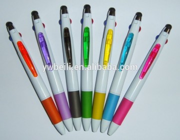 3 color ball pen with stylus,3 in 1 color pen with touch