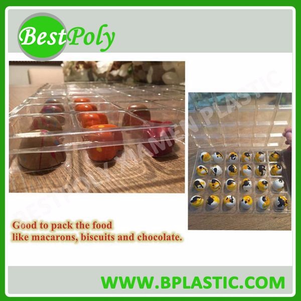 Customized clamshell plastic box for chocolates, cookies