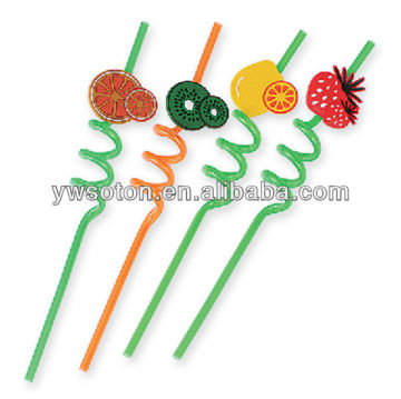 crazy straws with fruit attachment decorate PET straws