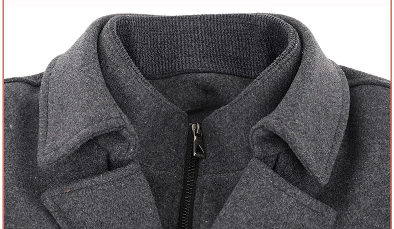 Middle-Aged Wool Men's Thick MID-Length Woolen Jacket