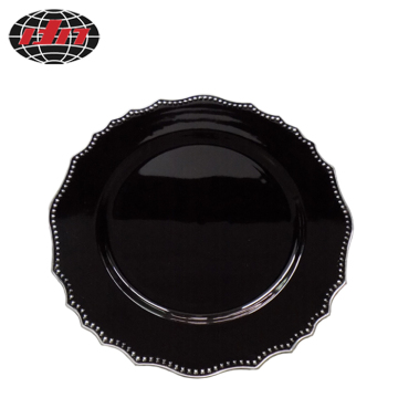 Plastic Plate Black and Silver Rim
