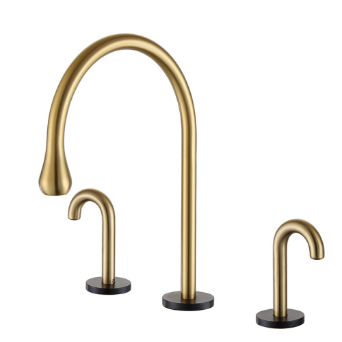 Faucet for Shower Brushed Gold Brushed gold matt black 3 hole washbasin faucet Manufactory