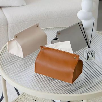 Modern PU Leather Tissue Box Cover - Refined Rectangular Tissue Box Holder