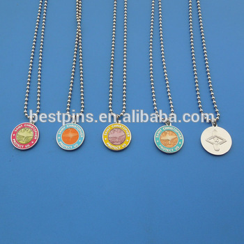 colorful christopher pendant charms, personalize christopher necklace tag with ball chain