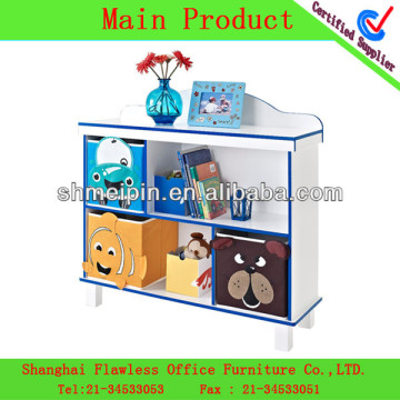 2013 2-Shelf Bookcase with 3 Bins -White wooden bookcase for kids furniture FL-LF-0273