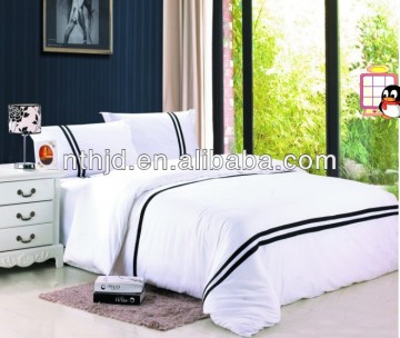 40s 100% cotton black stripe embroidered hotel bed linen