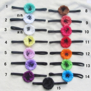Black Flower Baby Headband Children Emulation Flowers, Ribbon With Flower, Thin Elastic Headband