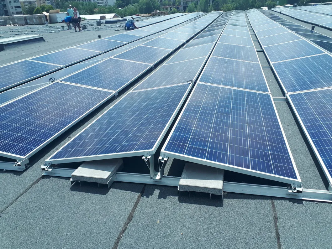 Flat Roof Ground Matrix Distributed Back-to-Back Angle Adjustable Solar Photovoltaic Mounting System