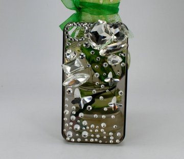 Clear Black &amp; White Rhinestone Diamond Bling Bling Iphone 4 4s Cases For Cell Phone