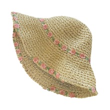 2024 Women's Fashion Paper Straw Beach Hat with Flowers