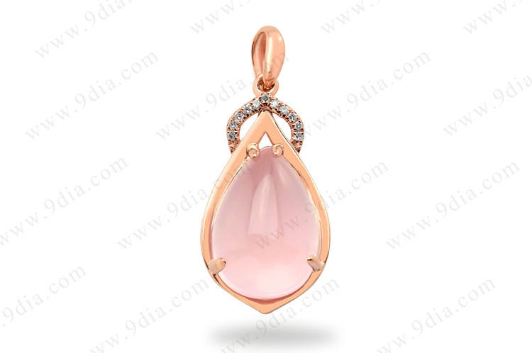 Special Designs Rose Quartz Pendant 14k Real Gold Fine Gold Jewelry Cheap