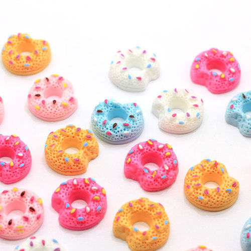 Take A Bit Donut Resina Flatback Cabochons Kawaii Sprinkles Decoración Casa de muñecas Comida Donuts Slime Charms para decoración DIY