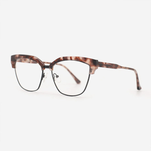 Square Acetate And Metal Combined Women's Optical Frames 23A3068