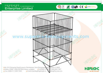 Black Polycoated Square Collapsible Wire Display Dump Bins Hbe-mc-7