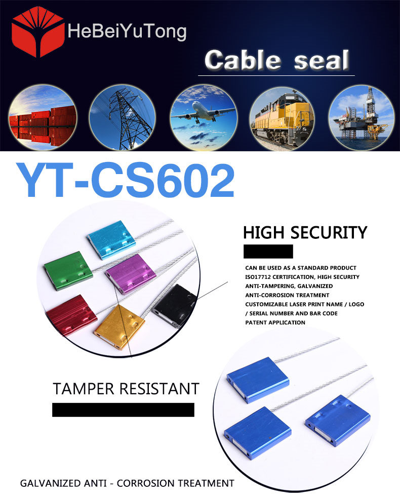 tamper proof cable adjustable steel wire cable seal for industrial security clothing YT-CS602