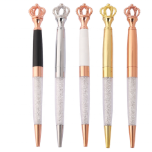 Multicolor Stainless Steel Pen with Crystal Crown Tip and Good Grip