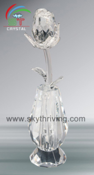 table decoraion crystal crafts, rose shape decorations, decoration crafts, crystal vase with rose