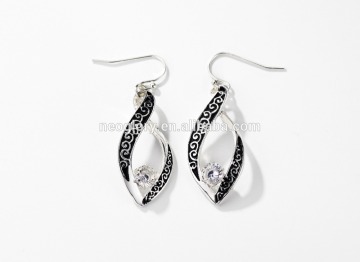 Neoglory Jewelry SENSITIVE Antique SILVER Color Plate CZ Twist Bali Inspired Drop Earring