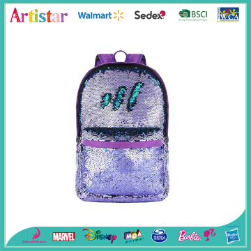 purple, green, rainbow color sequins backpack