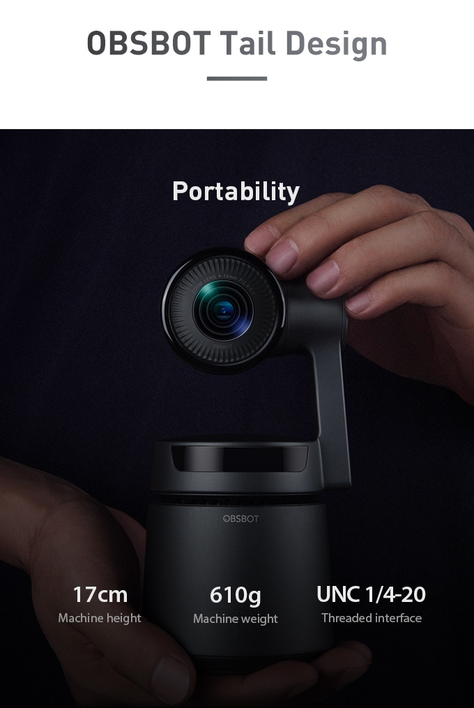 15X Zoom Auto Mini Director AI Camera 360 degree 4K AI Tracking Video  Shooting  OBSBOT Tail Camera