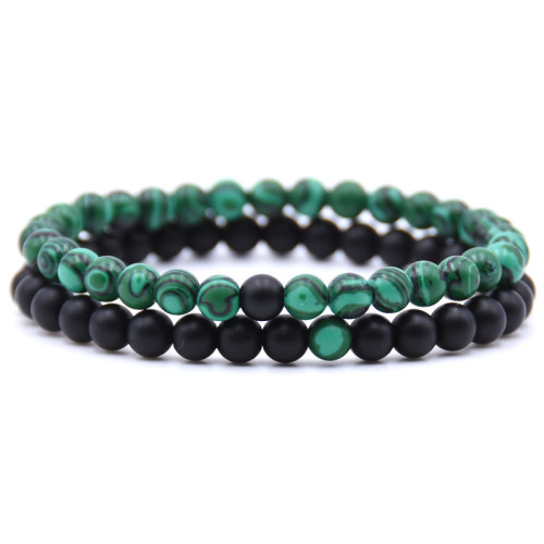 Natural 6mm Semi Precious Stone Bracelet Set healing crystal elastic men's and women's round Beaded elastic couple Bracelet