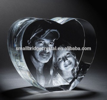 Crystal heart shaped 3d crystal laser engraving gifts