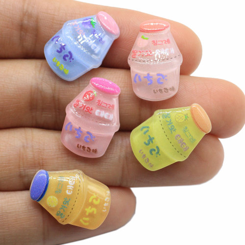 Cute 100Pcs Glitter Yogurt Milk Bottle Resin Flatback Cabochons Scrapbooking Fit Phone Decor DIY Craft Accessories