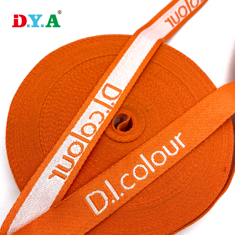 Wholesale Durable custom jacquard polyester webbing strap 2cm orange jacquard webbing tape