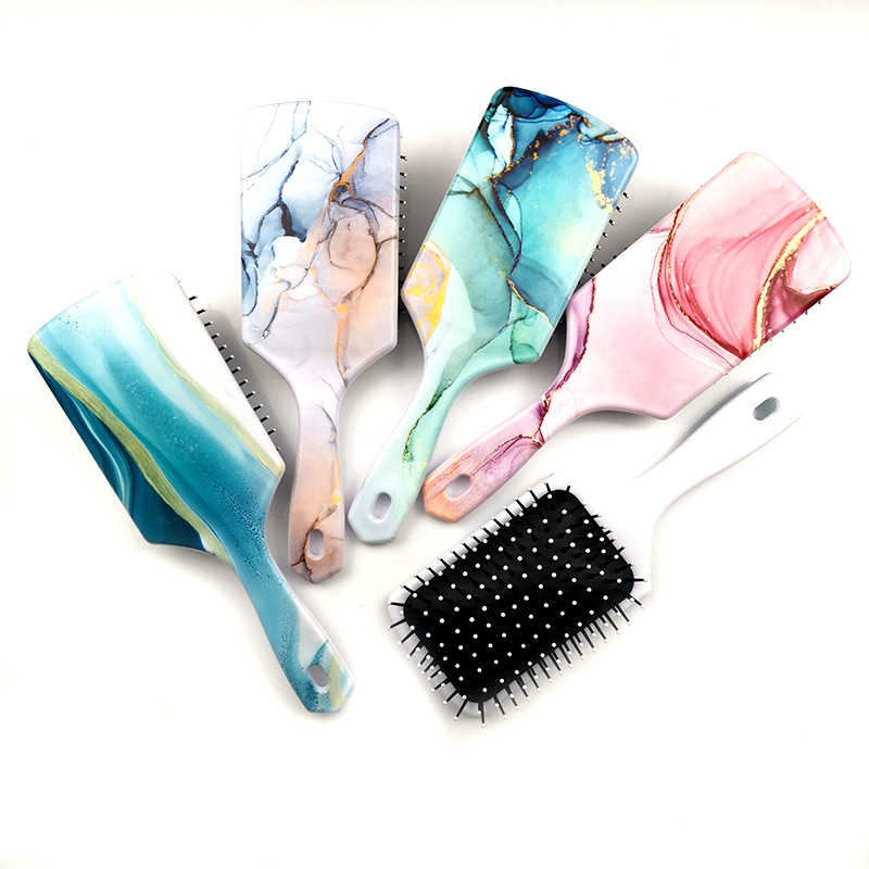 Massage Hair Brush Comb Customized Logo Printing Package Handle Type comb hair care brush fashion square paddle hairbrush