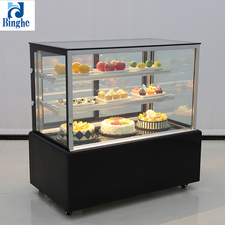 top quality commercial curved glass cover cake showcase refrigerated chocolate display case