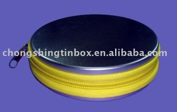 Round zipper tin box