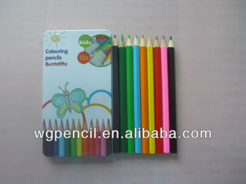 wooden color pencil ,pencil in iron box , 7 inch colour pencil