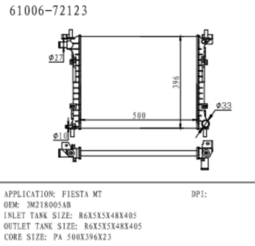 Radiator for FORD FIESTA oem number 3M218005AB