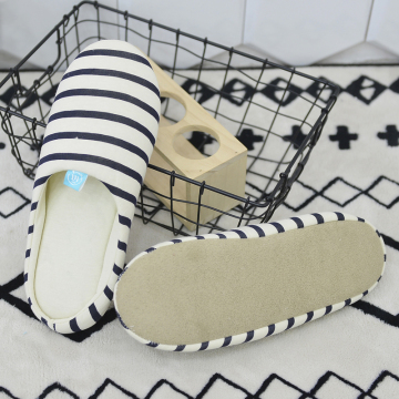 Home Stripe slippers with Faux suede bottom
