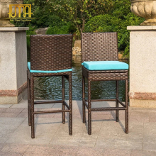 Modern Outdoor Rattan High Bar Stool with Cushion
