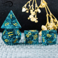 High Density Cracked Glass DND Dice 7 Piece Polyhedral Dice Set for DND TTRPG Pathfinder, Crystal Crack Glass Designer Dice